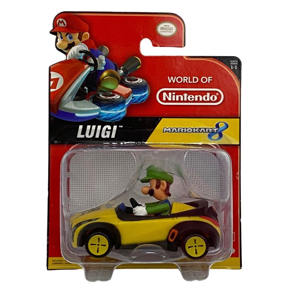 World of Nintendo Mario Kart 8 Luigi Yellow Race Car Figure Collectible Toy 2017